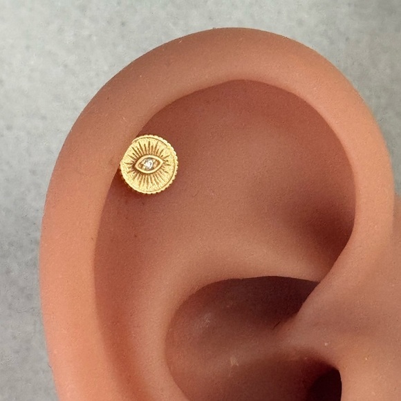 Gold Evil Eye Crystal Coin Huggie Earrings 

Brand New - Picture 3 of 6